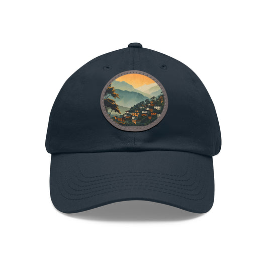 Nepali Village Hat with Leather Patch (Round)