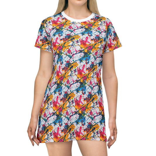 Holi Abstract T-Shirt Dress (AOP)